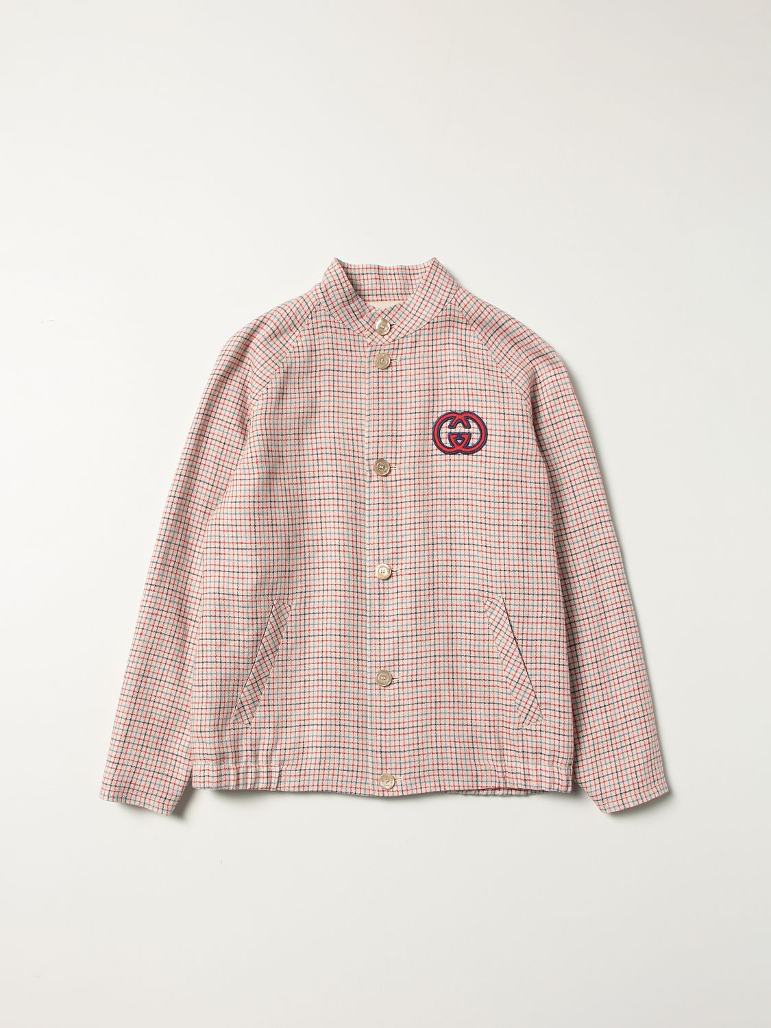 Shirt Gucci: Gucci chek linen shirt with logo red 1