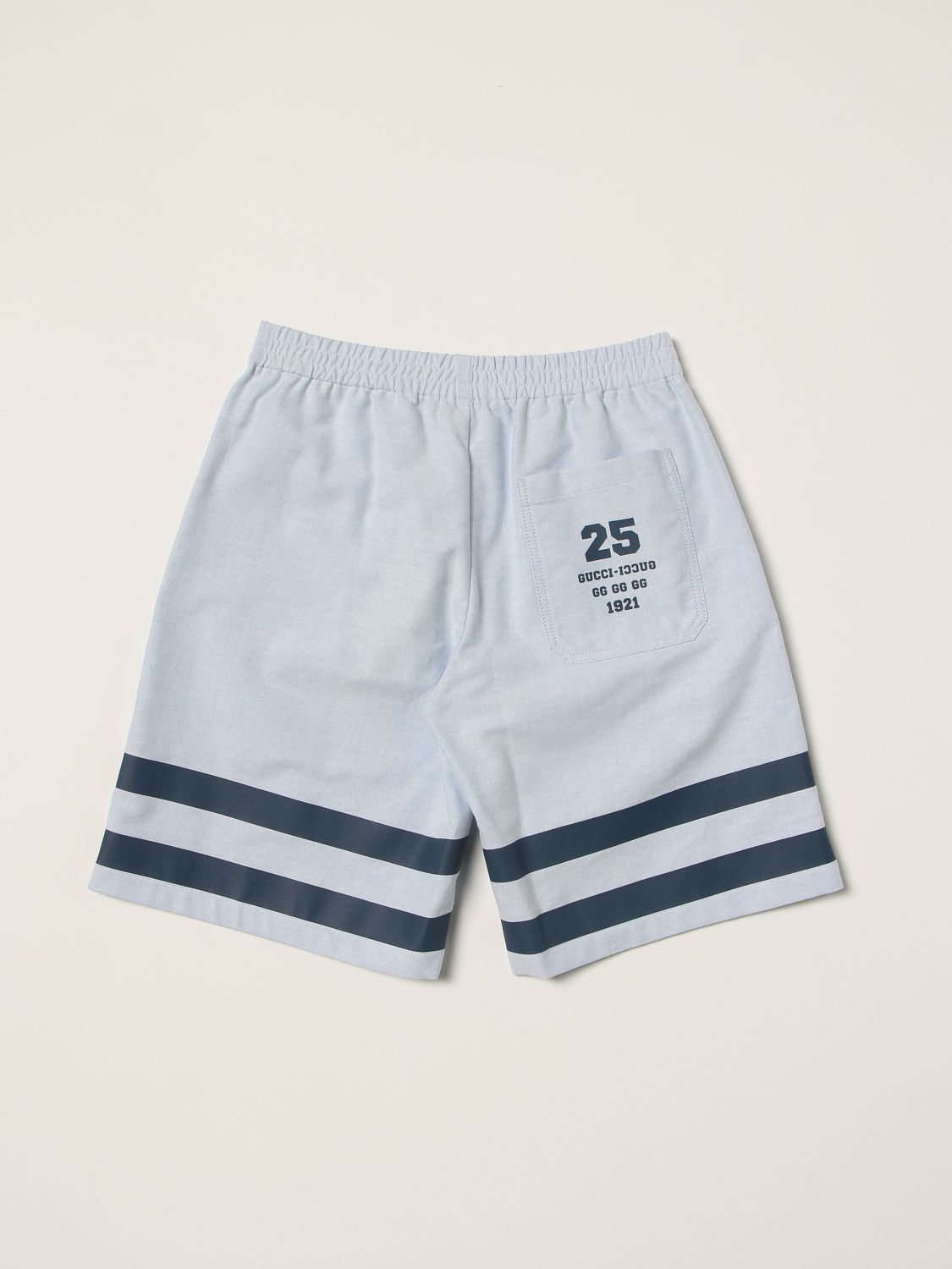 Pantaloncino Gucci: Shorts Gucci in cotone con logo azzurro 2