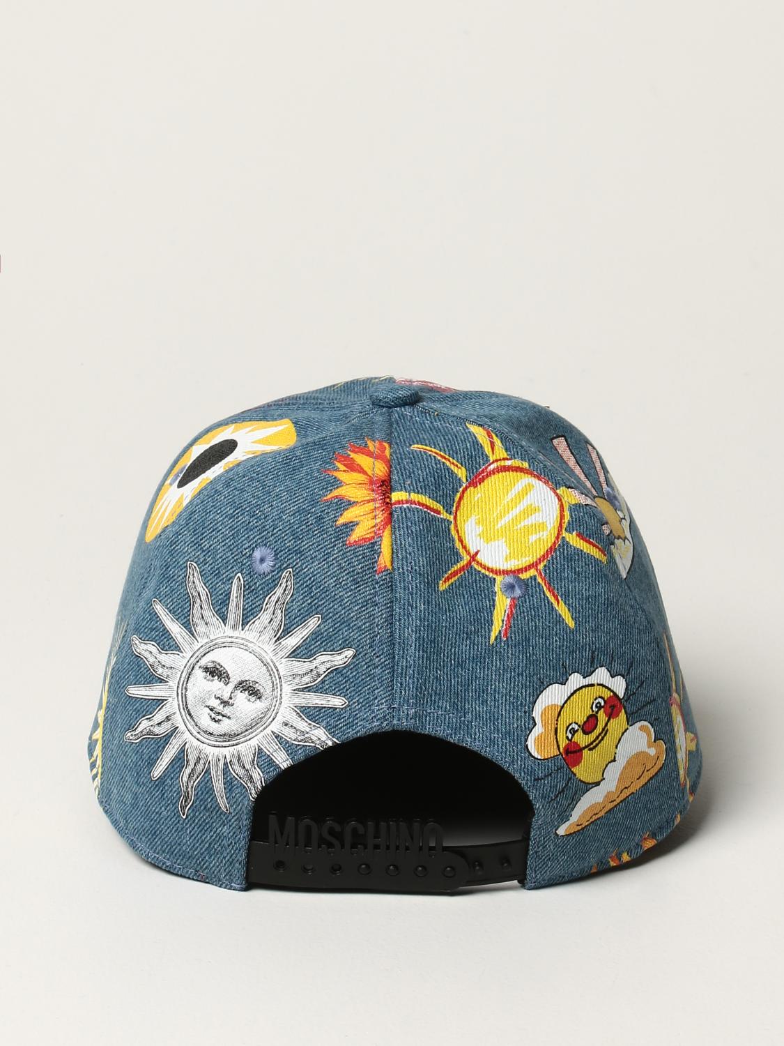 MOSCHINO COUTURE: Cappello da baseball in denim con smile - Denim |  Cappello Moschino Couture 92038267 GIGLIO.COM