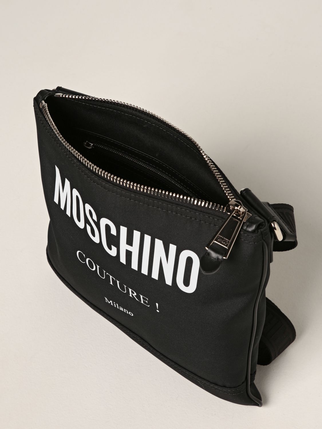 Shoulder bag Moschino Couture: Moschino Couture canvas shoulder strap with logo black 4