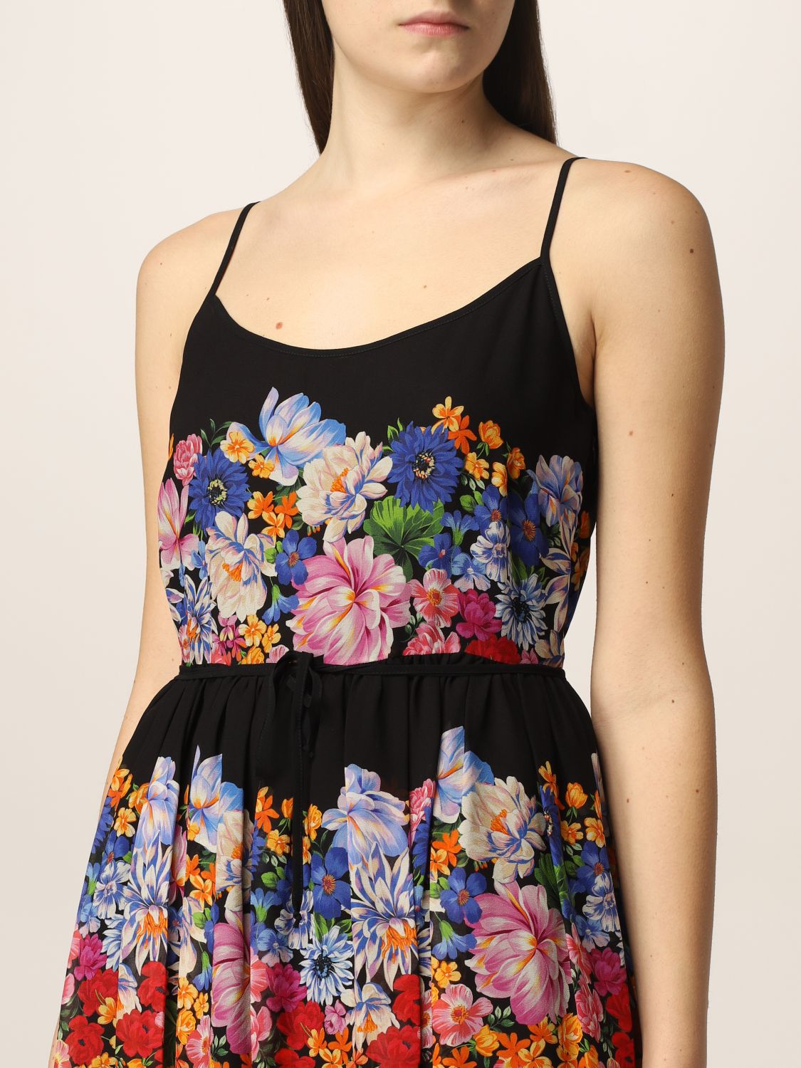 TWINSET: long dress in floral georgette - Black | Twinset dress ...