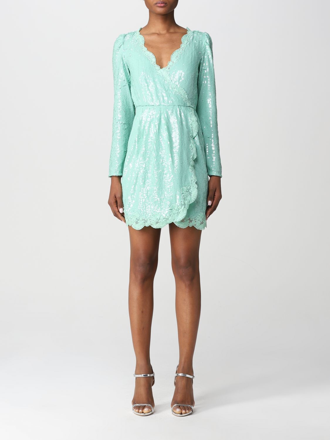 Twinset Outlet: long sleeves sequins and lace dress - Mint | Twinset ...