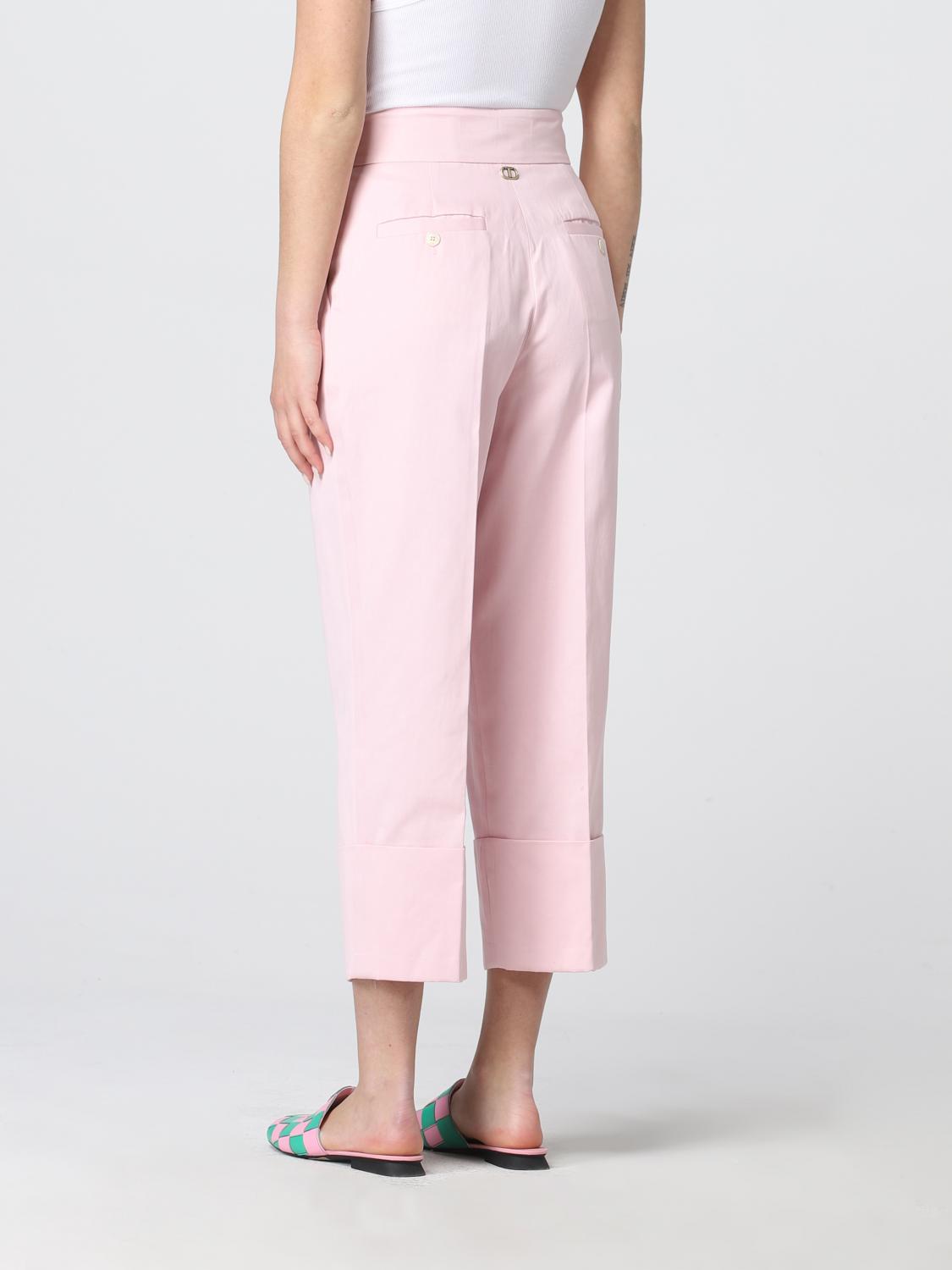 TWINSET: cropped cotton pants - Pink 