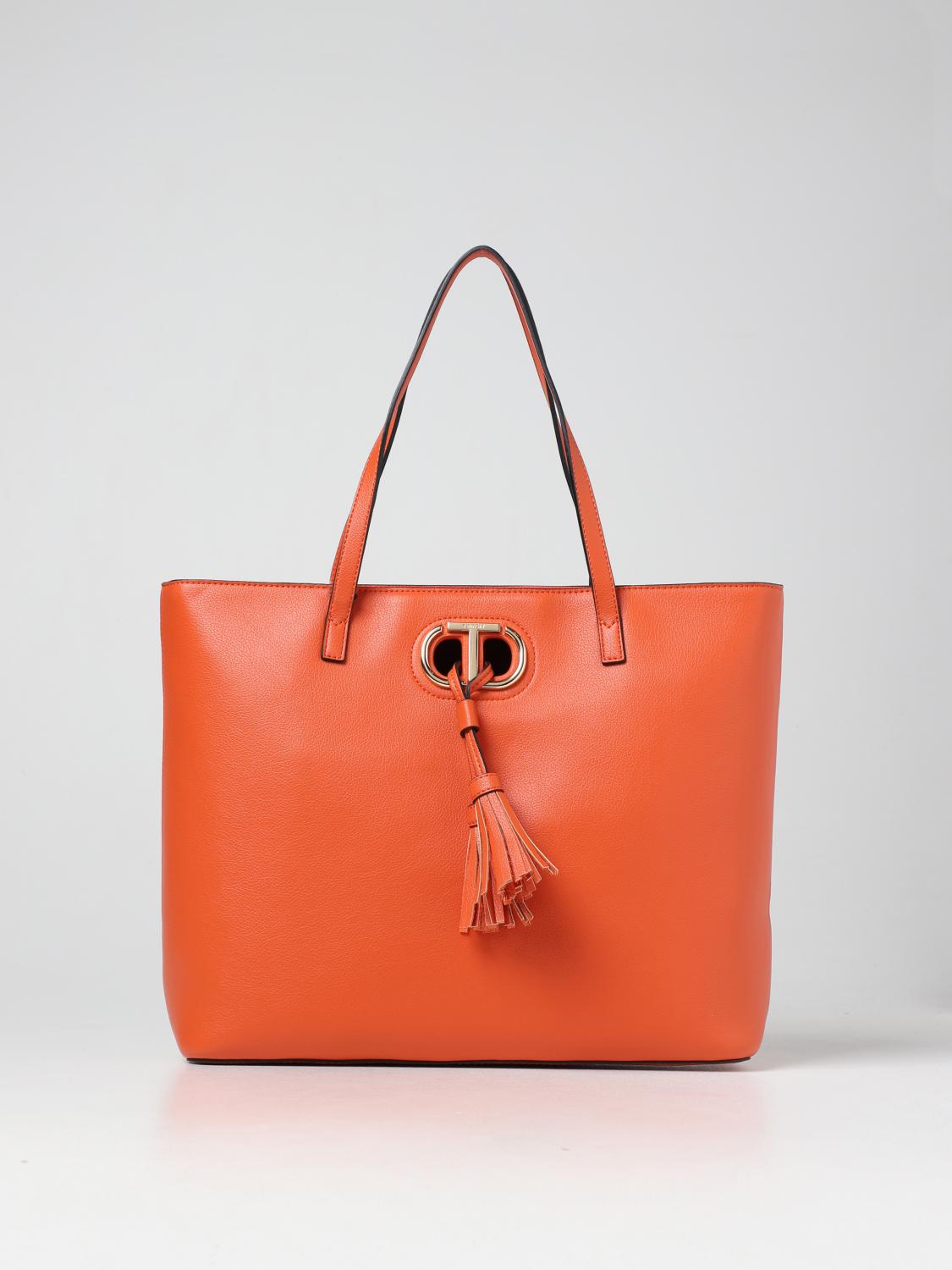 TWINSET: Borsa in pelle sintetica - Arancione | Borse Tote Twinset  221TB7030 GIGLIO.COM