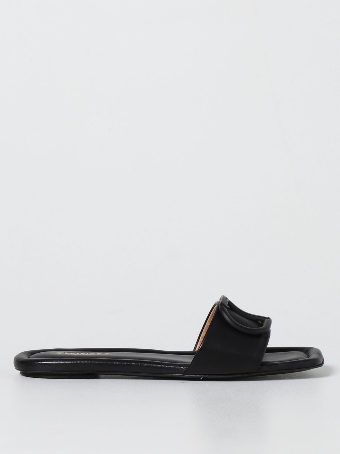 TWINSET SLIDE SANDALS IN SMOOTH LEATHER,355805002