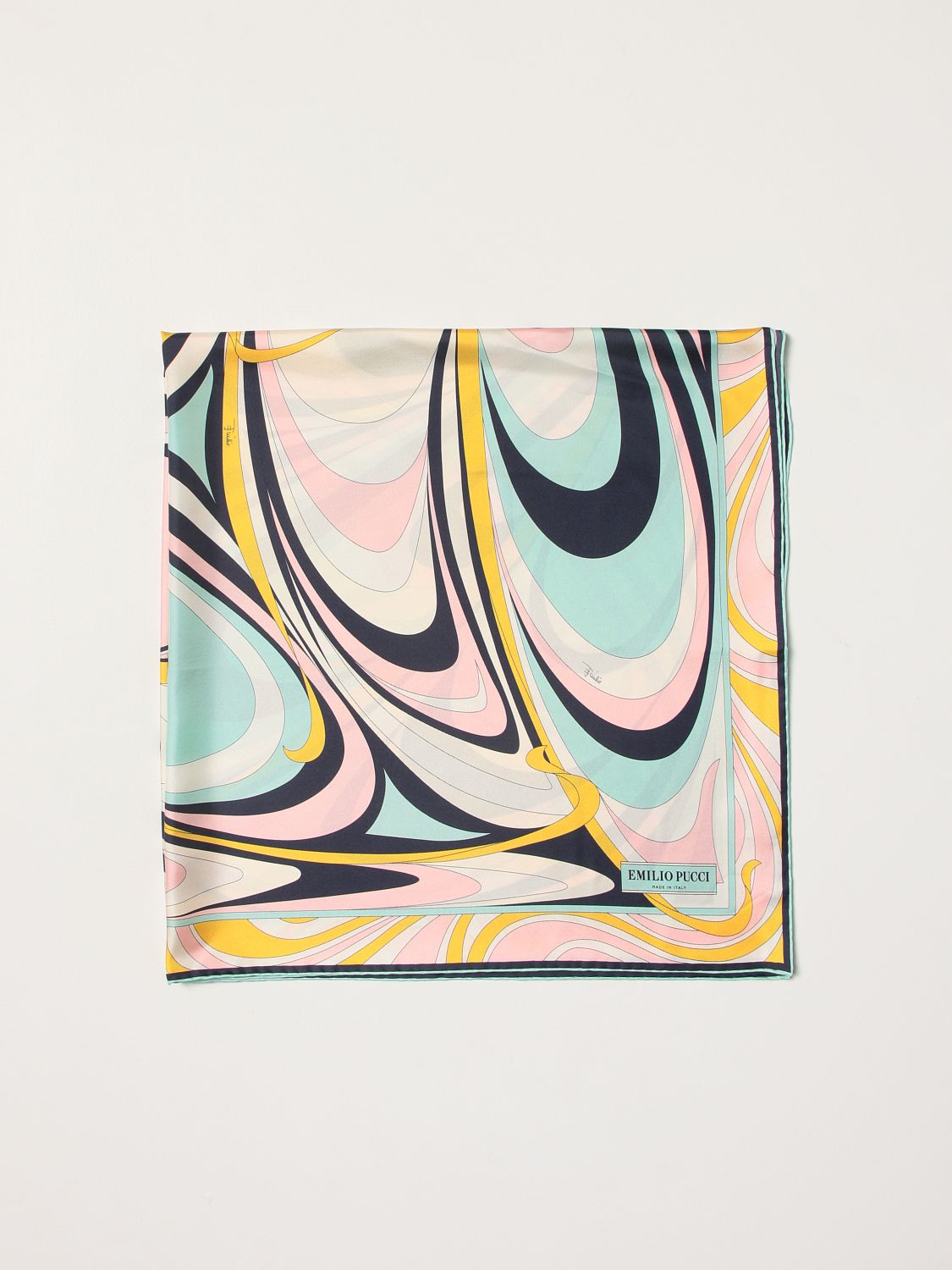 EMILIO PUCCI: silk neck scarf with abstract print - Water  Emilio Pucci  neck scarf 2EGB242EC24 online at