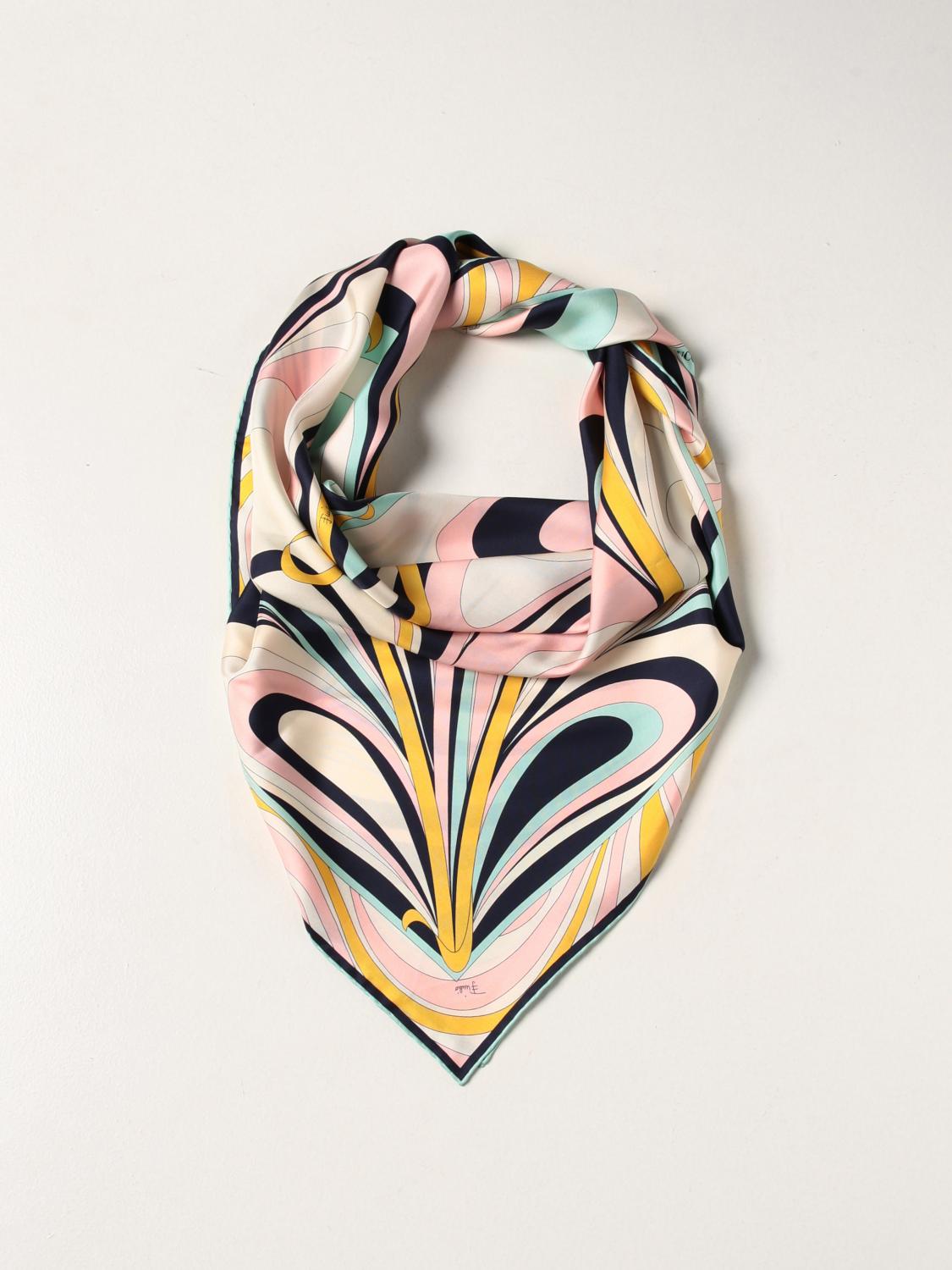 EMILIO PUCCI: silk neck scarf with abstract print - Water  Emilio Pucci  neck scarf 2EGB242EC24 online at