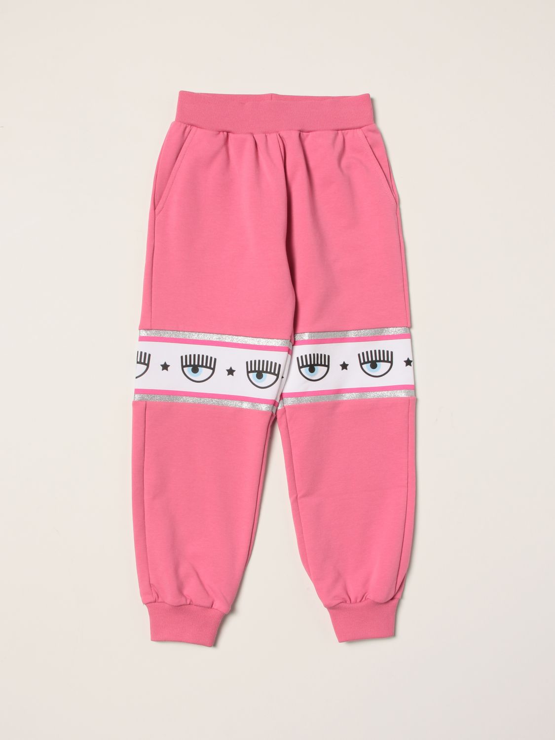 Pants Chiara Ferragni: Chiara Ferragni jogging pants with Eyes Flirting all over bands pink 1