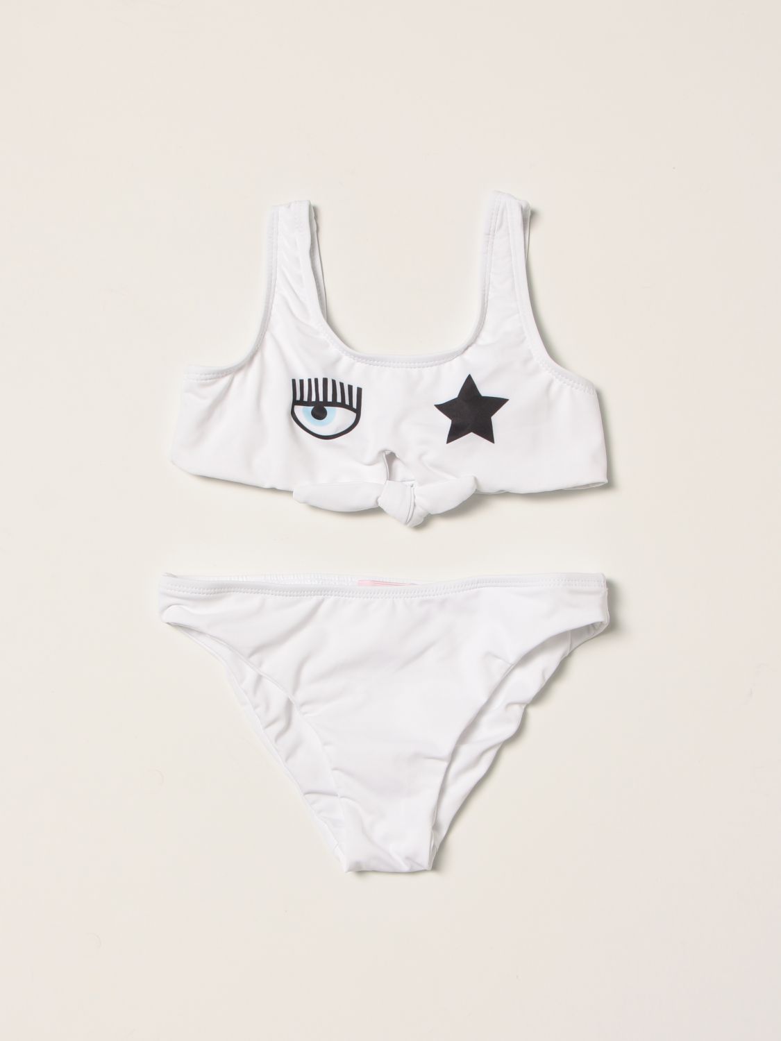 Swimsuit Chiara Ferragni: Chiara Ferragni bikini set with Eyestar white 1