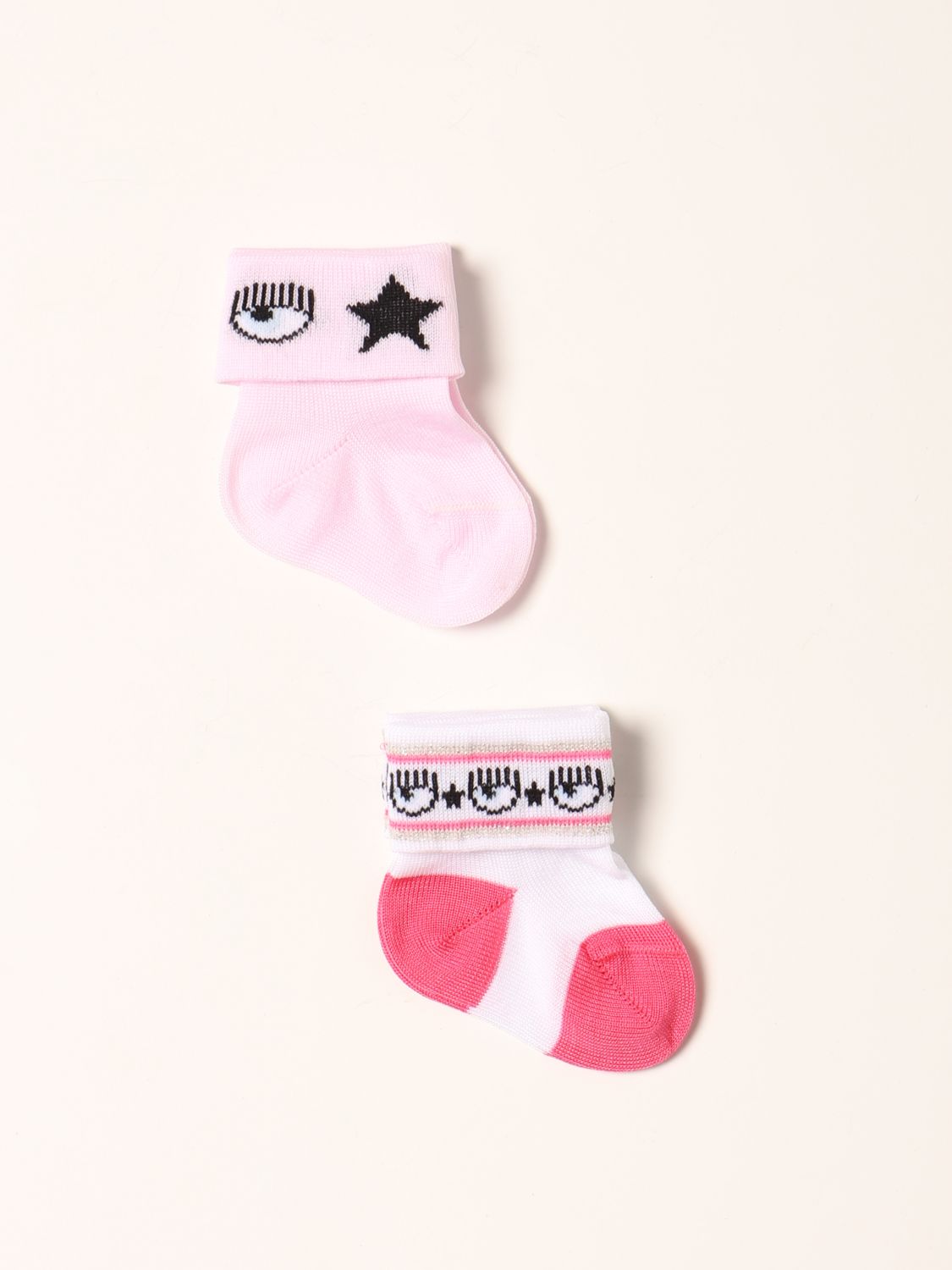 Socks baby Chiara Ferragni: Set of 2 pairs of Chiara Ferragni socks with logo pink 1