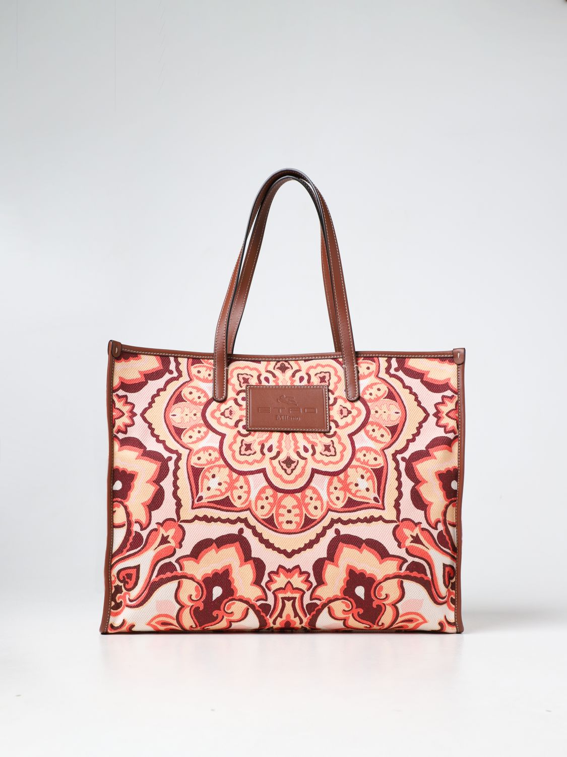 Etro Canvas Tote Bag With Print in Arancio Womens Tote bags Etro Tote bags Red 