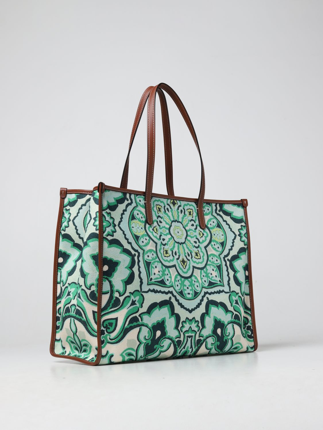 ETRO: printed canvas bag - Blue  Etro tote bags 221P1N0098848 online at