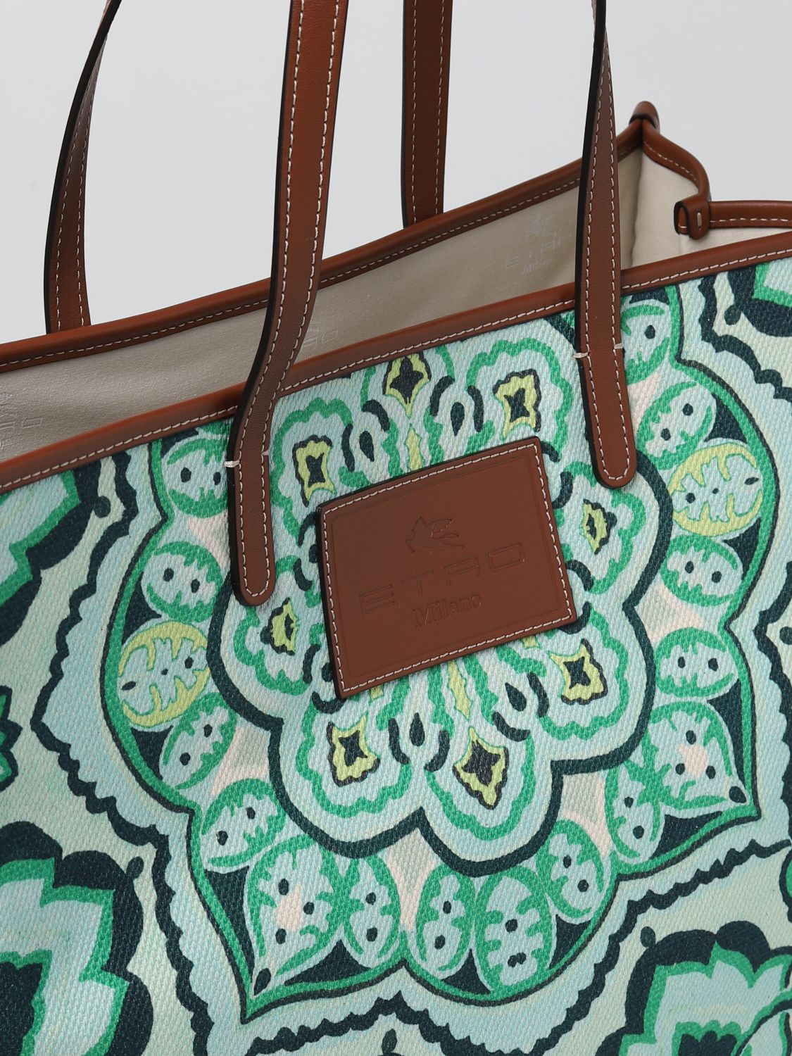 ETRO: printed canvas bag - Blue  Etro tote bags 221P1N0098848 online at
