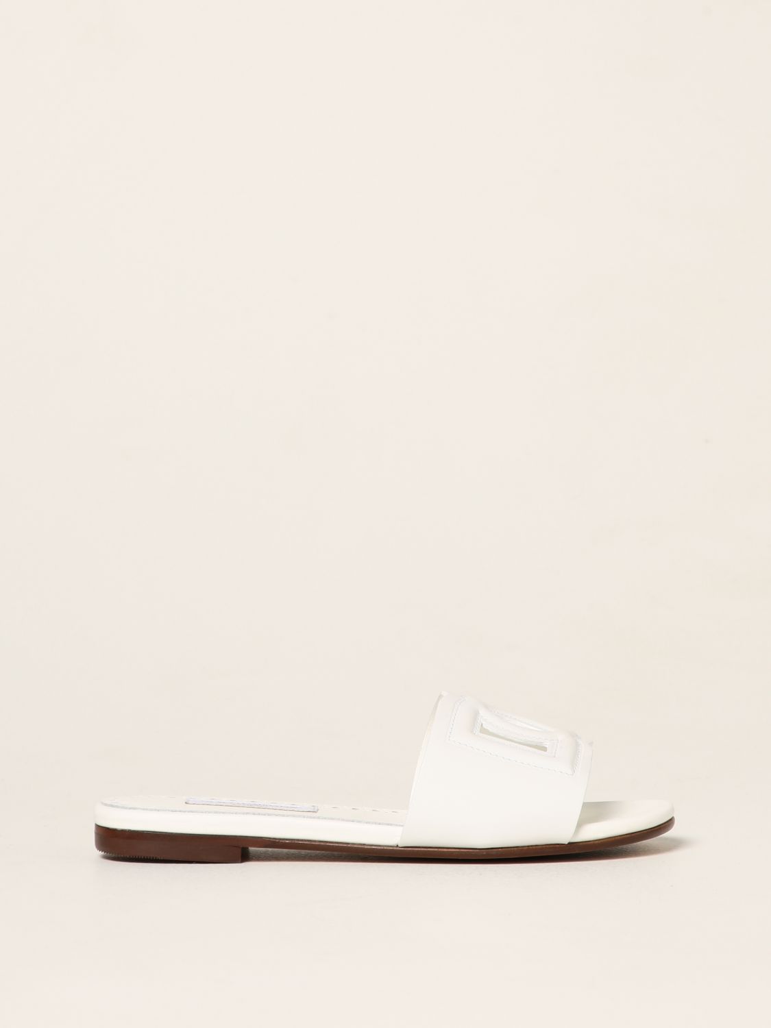 Scarpe Dolce & Gabbana: Sandalo Slide Dolce & Gabbana in pelle bianco 1
