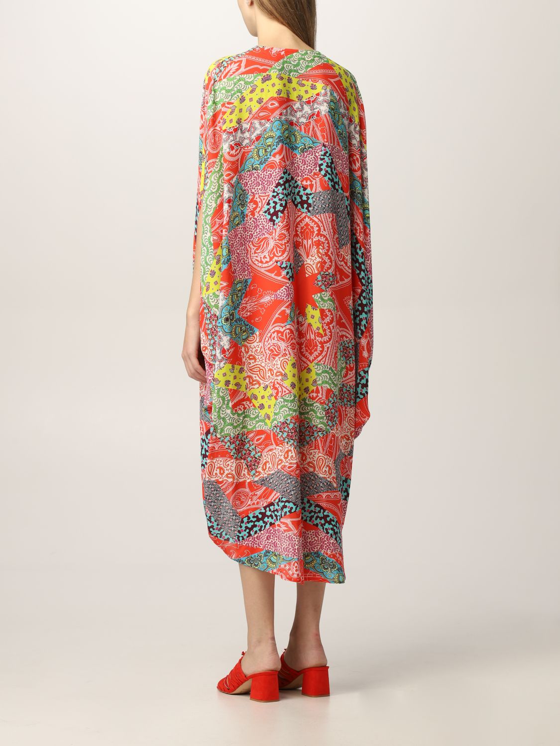 ETRO: cotton and silk long dress with Paisley print - Red | Etro dress ...