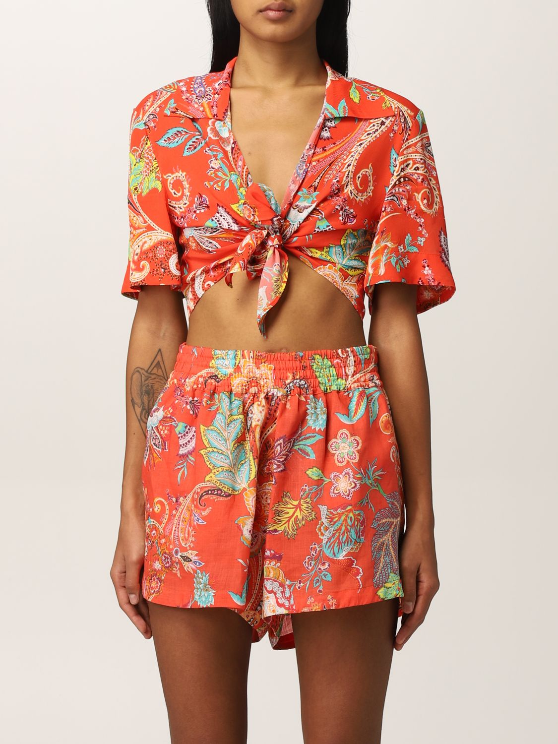 Etro printed silk blend cropped top