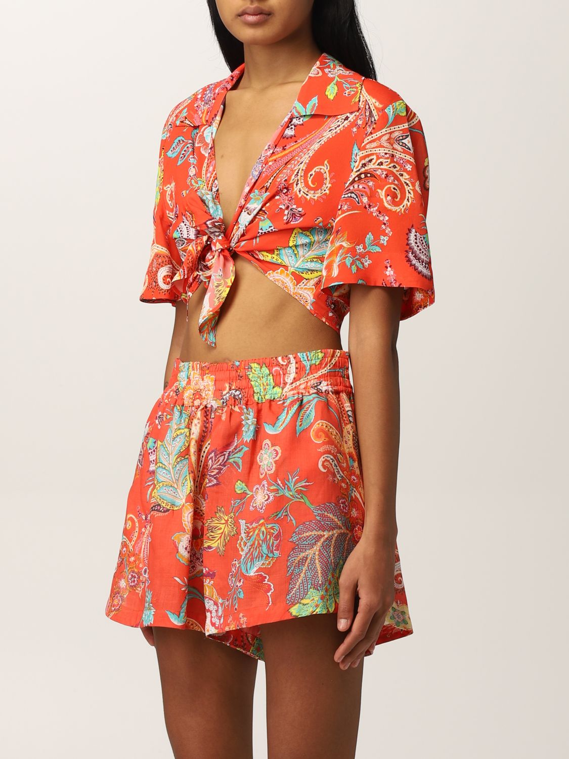 Etro printed silk blend cropped top