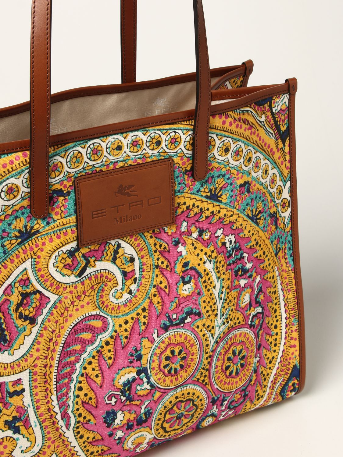 ETRO: printed canvas bag - Blue  Etro tote bags 221P1N0098848 online at