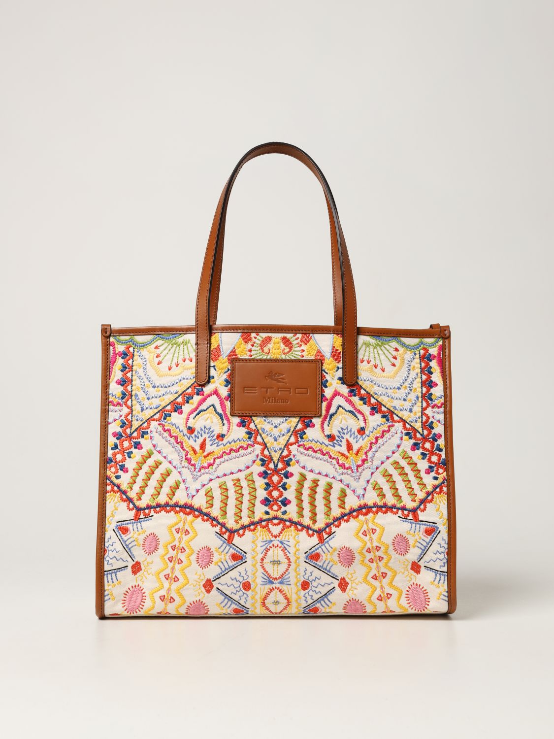 ETRO: cotton shopping bag with embroidery - Multicolor