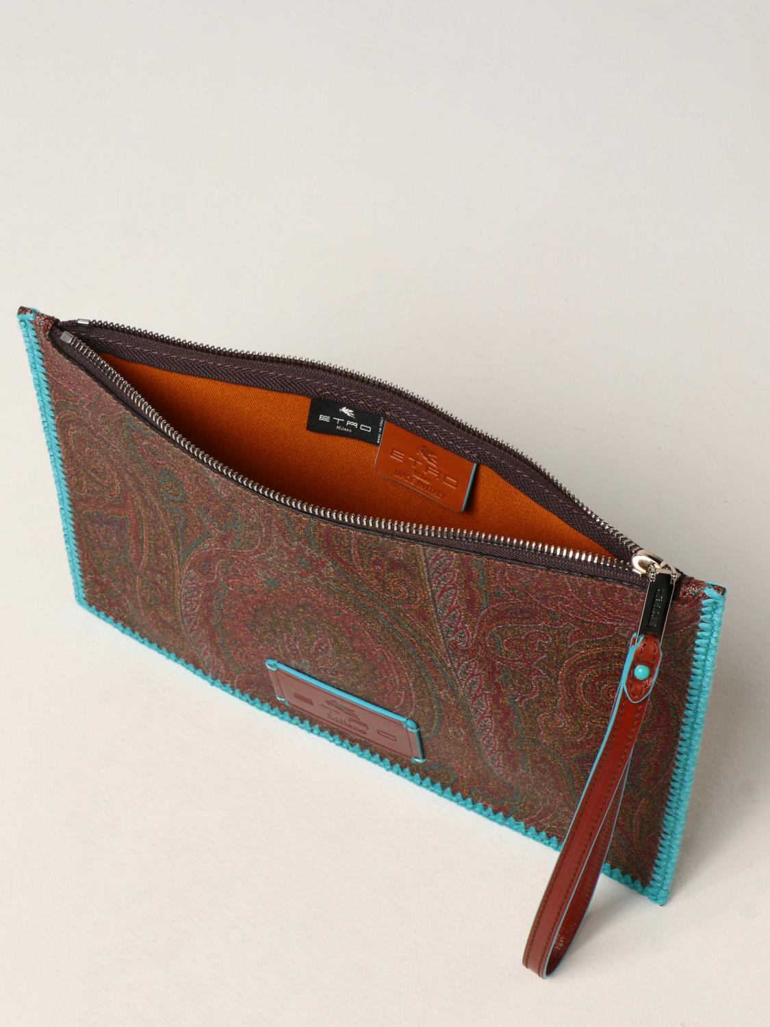ETRO: Pochette in tessuto paisley - Azzurro | Portadocumenti Etro 1N4607045  GIGLIO.COM