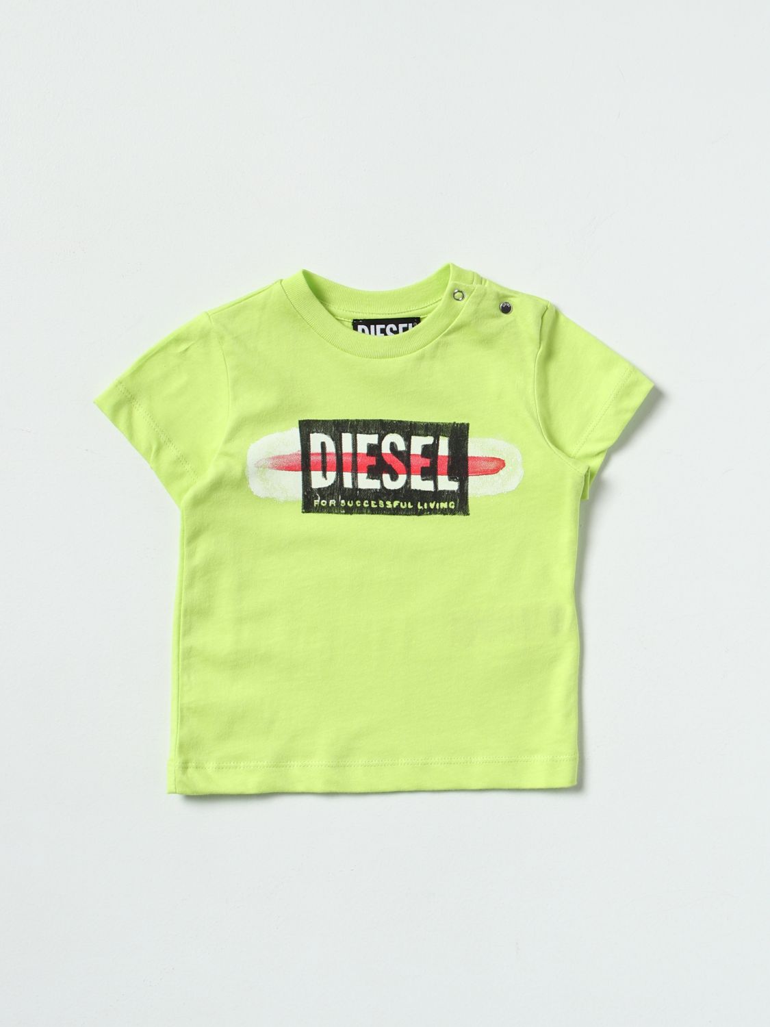 Shop Diesel Logo T-shirt In Yellow