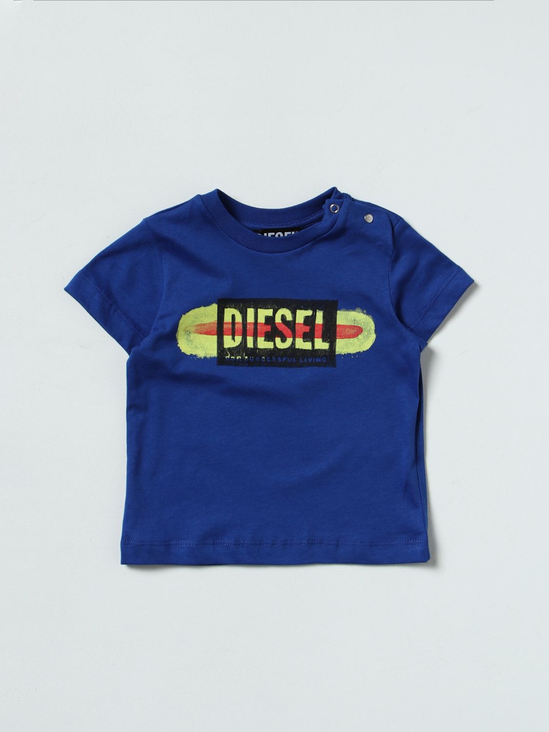 Shop Diesel Logo T-shirt In Royal Blue