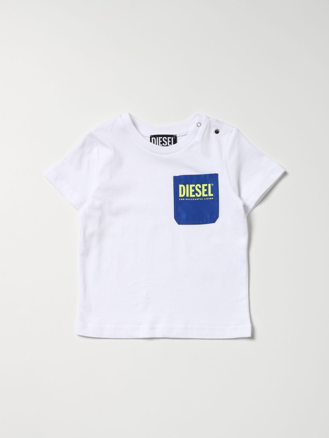 Diesel Babies' T-shirt With Patch Pocket In Royal Blue