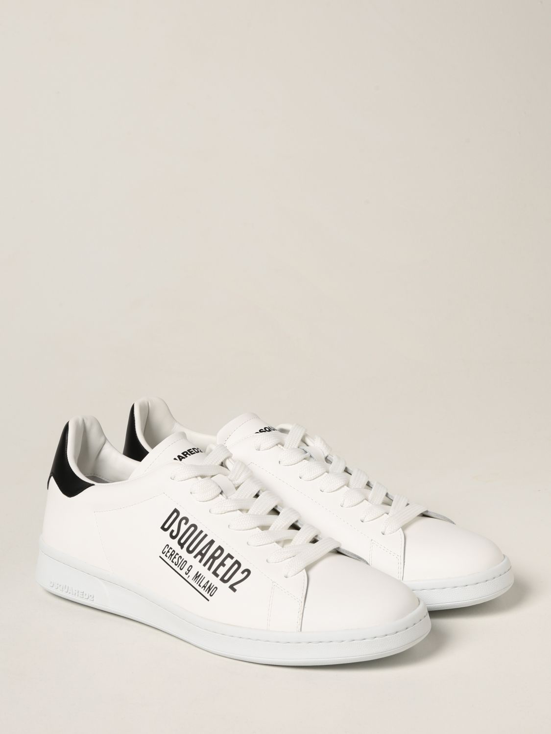 DSQUARED2: boxer sneakers in calfskin - White | Sneakers Dsquared2 ...