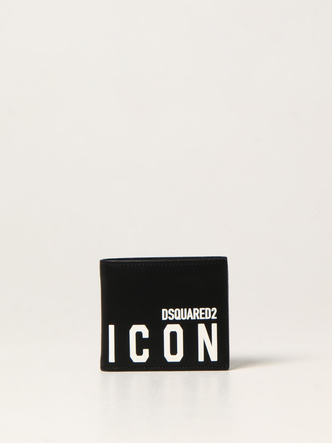 DSQUARED2: Portafoglio in pelle a grana - Nero | Portafoglio Dsquared2  WAM001512903205 GIGLIO.COM