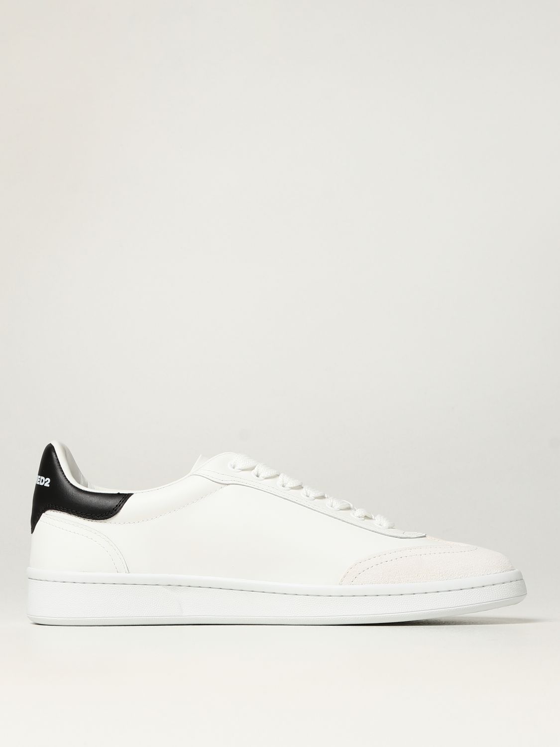 DSQUARED2: boxer sneakers in smooth leather and suede - White ...