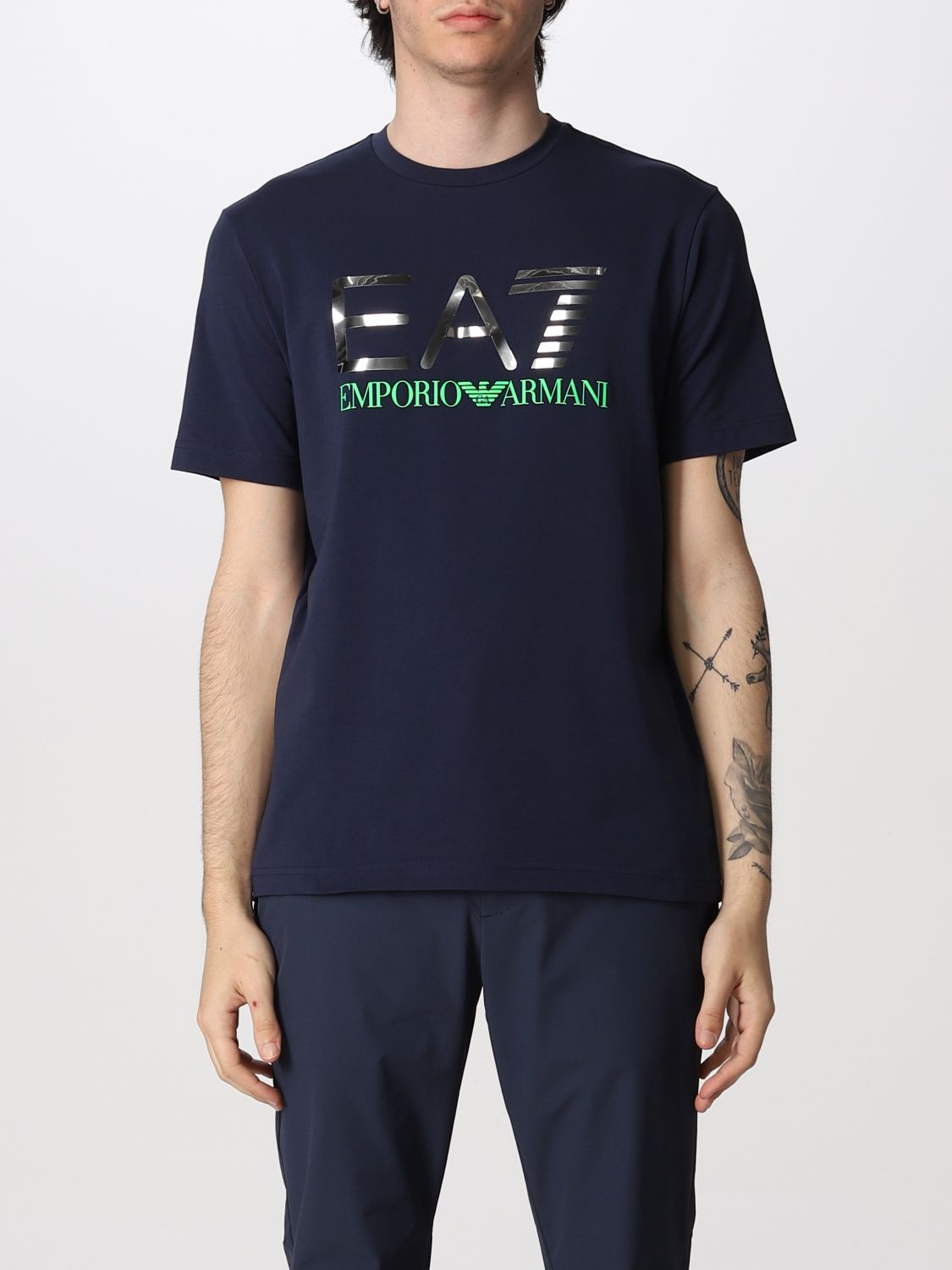 Ea7 Basic  T-shirt With Logo In Navy