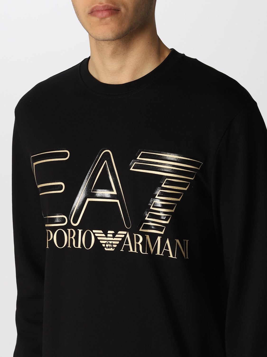 EA7: Logo Series sweatshirt in cotton with logo - Black 1 | Ea7 ...