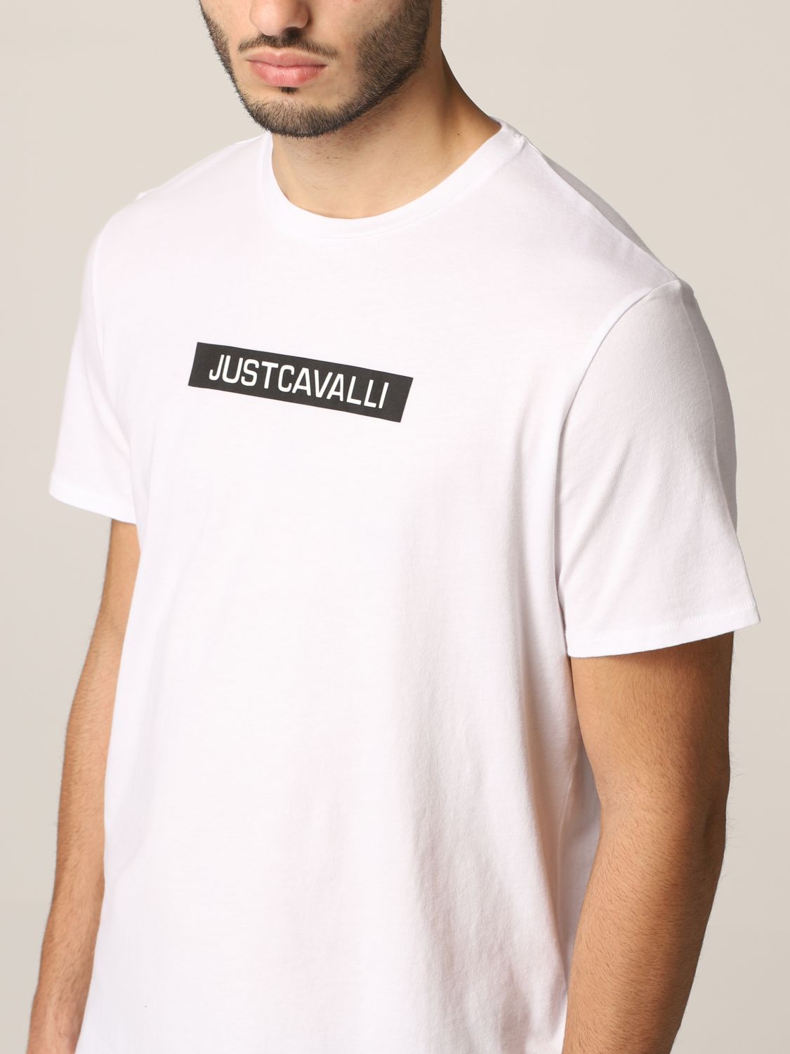 JUST CAVALLI: cotton t-shirt with logo - White | Just Cavalli t-shirt ...