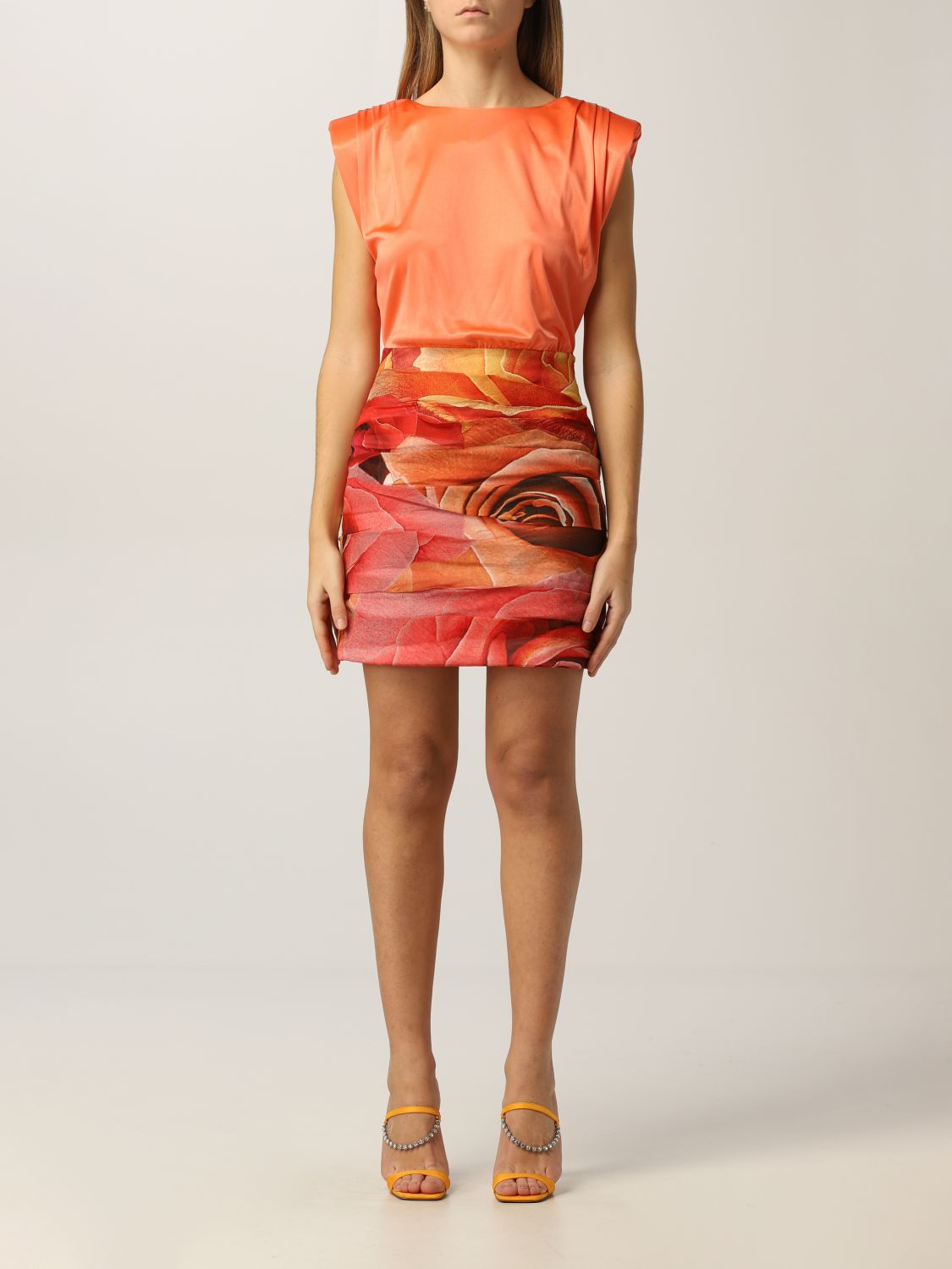 Dress Just Cavalli: Just Cavalli mini dress with rose print orange 1