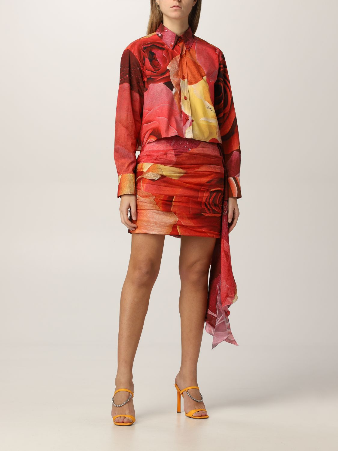 Skirt Just Cavalli: Just Cavalli mini skirt with rose print red 2