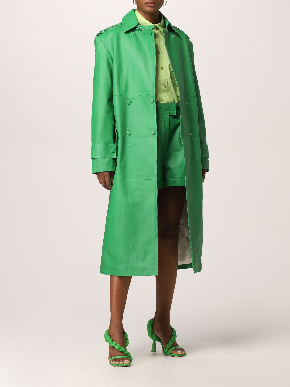 Trench coat Remain: Remain leather trench coat green 2