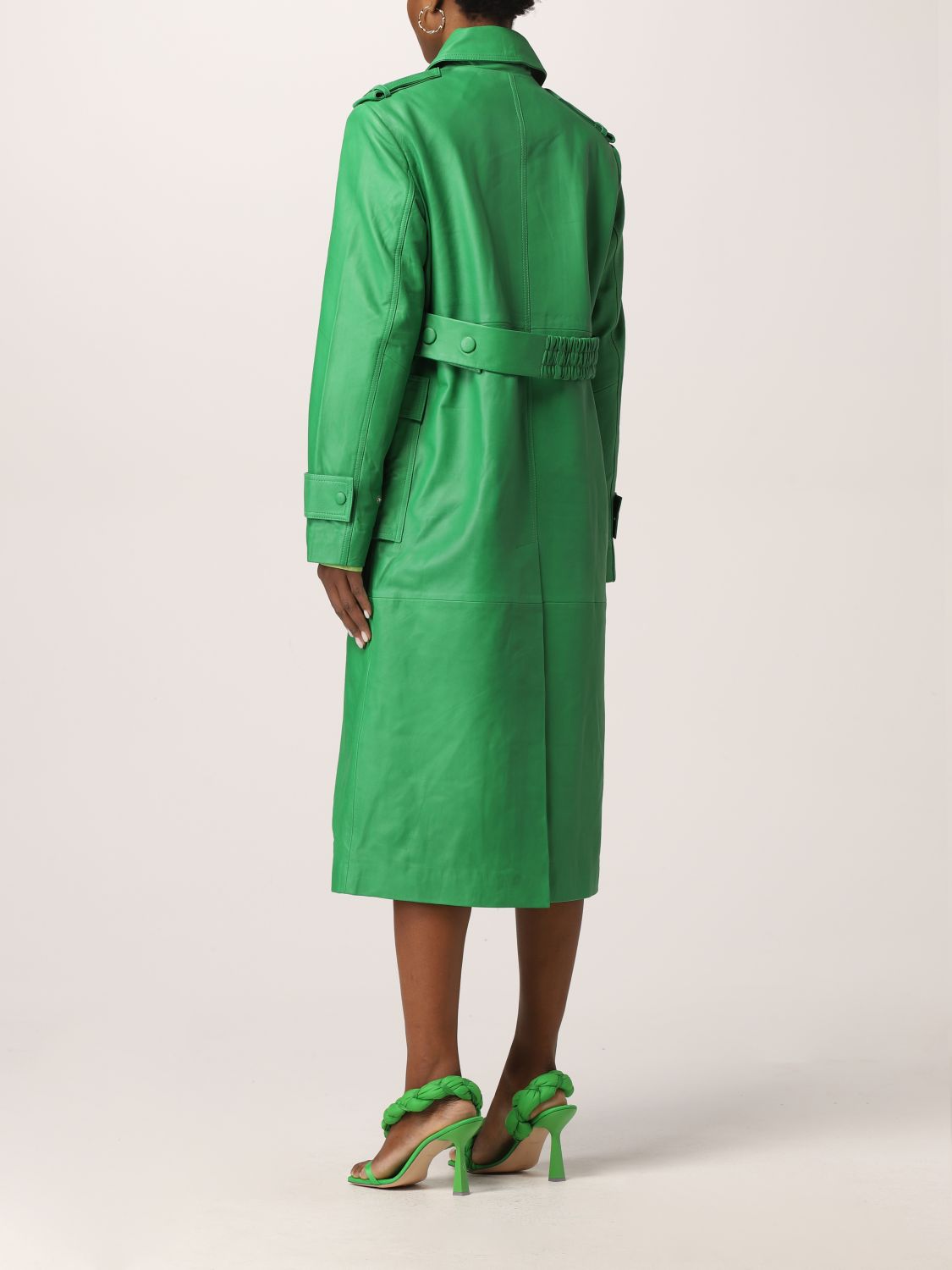 Trench coat Remain: Remain leather trench coat green 3