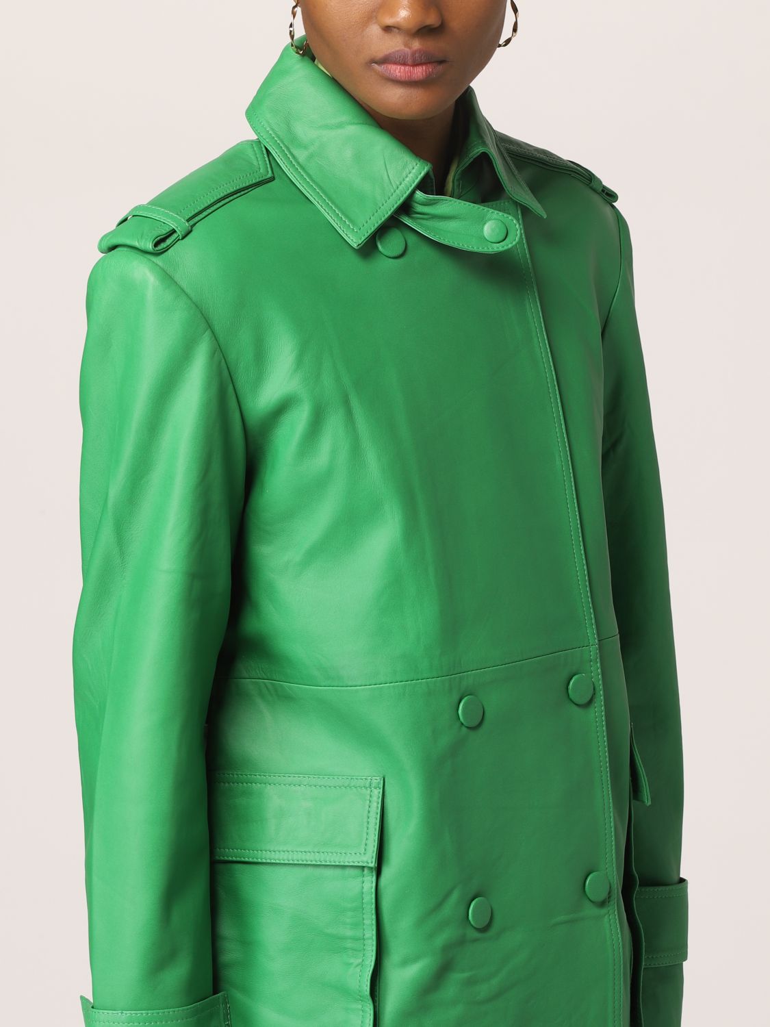 Trench coat Remain: Remain leather trench coat green 5