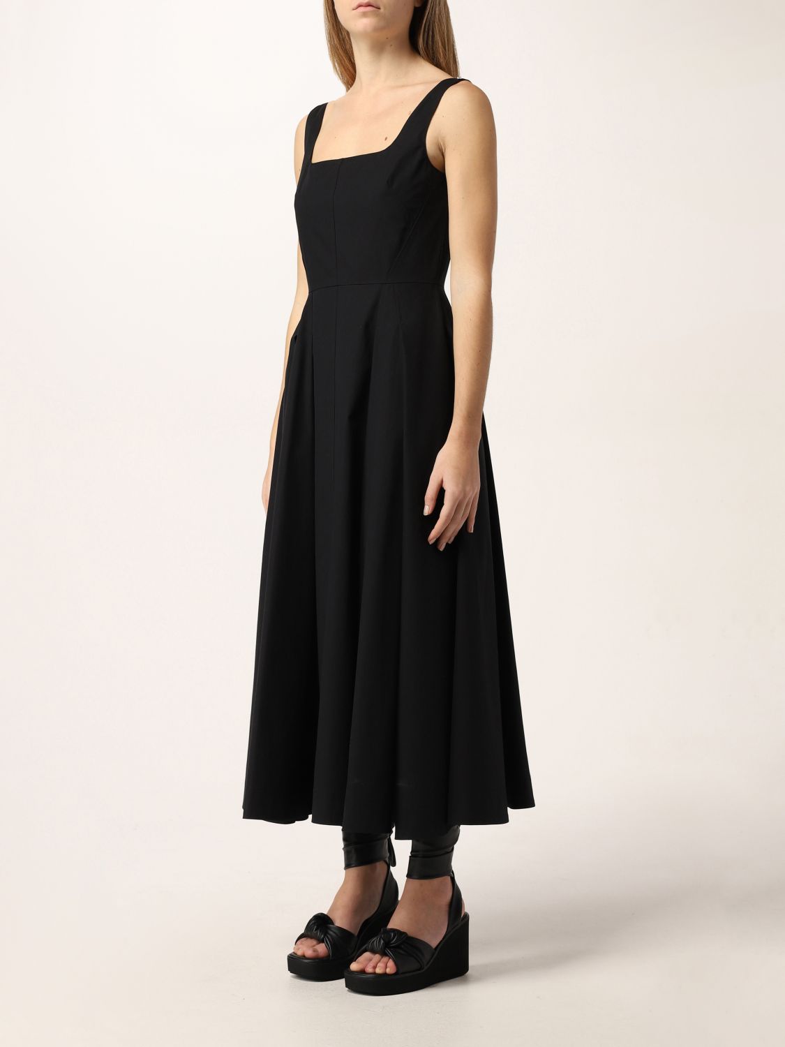 SPORTMAX: Faida cotton dress - Black ...
