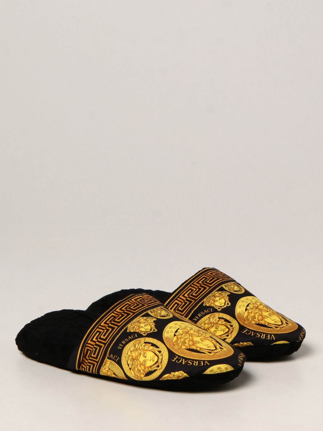 Flat shoes Versace Home: Versace Home slippers with Medusa and Greca print black 2