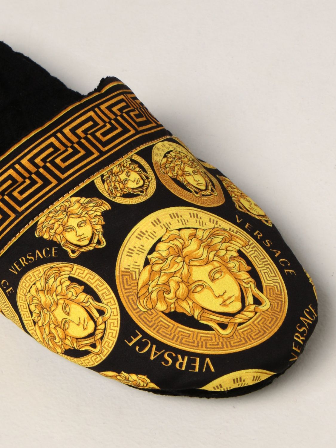 Flat shoes Versace Home: Versace Home slippers with Medusa and Greca print black 4