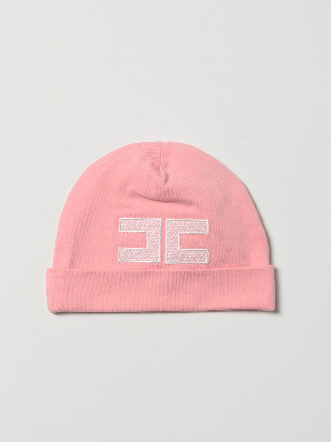 Cappello neonato Elisabetta Franchi: Cuffia Elisabetta Franchi con logo rosa 1