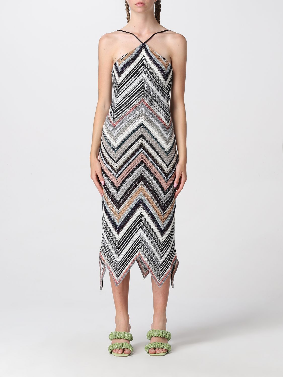 Dress Missoni: Midi america neckline with multicolor zigzag decoration dress hazel 1