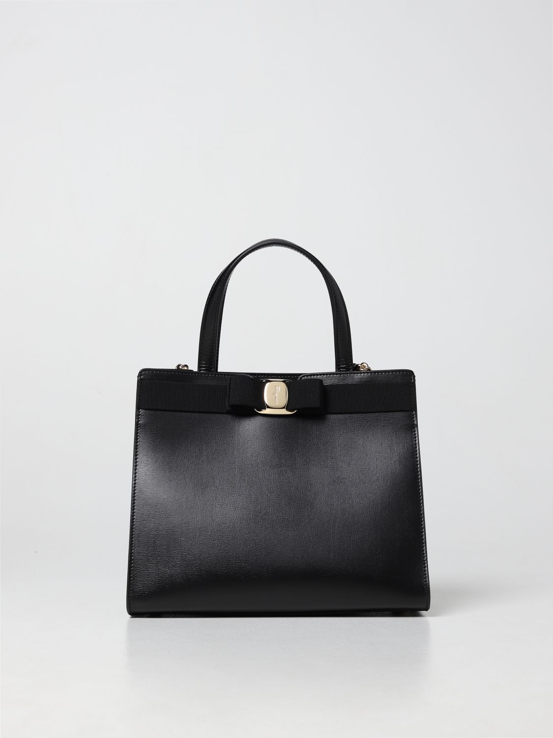 FERRAGAMO: Salvatore Vara leather tote bag - Black | Ferragamo tote ...