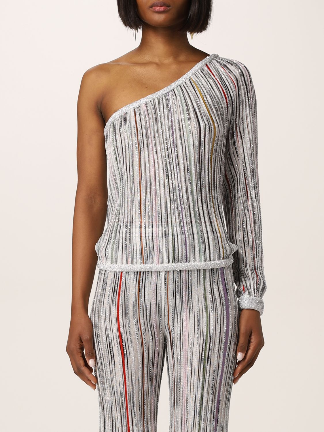 Top Missoni: Missoni one-shoulder top with sequins grey 1