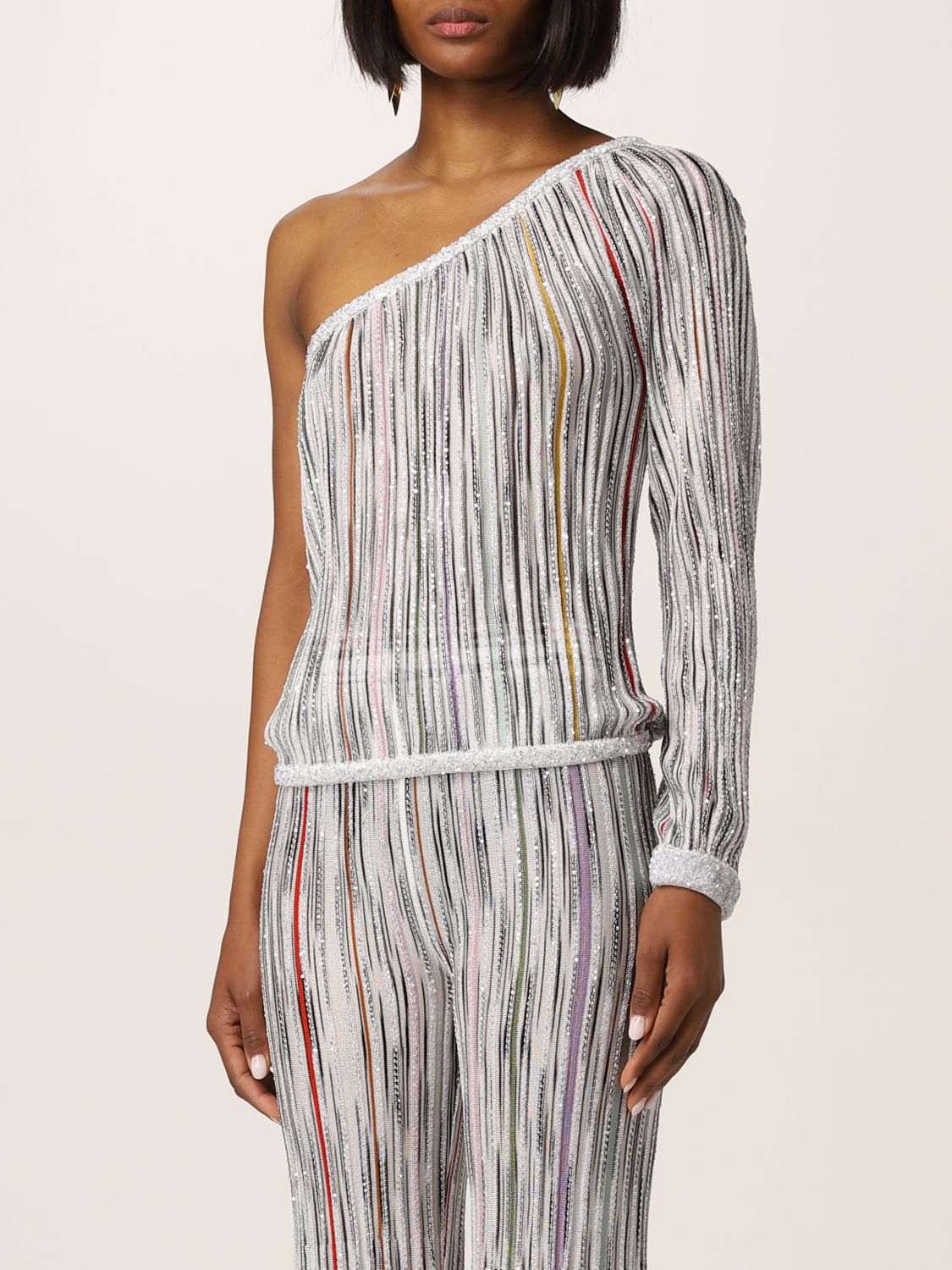 Top Missoni: Missoni one-shoulder top with sequins grey 4