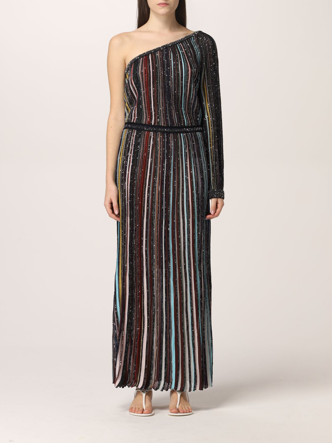 Dress Missoni: Missoni one-shoulder striped dress multicolor 1