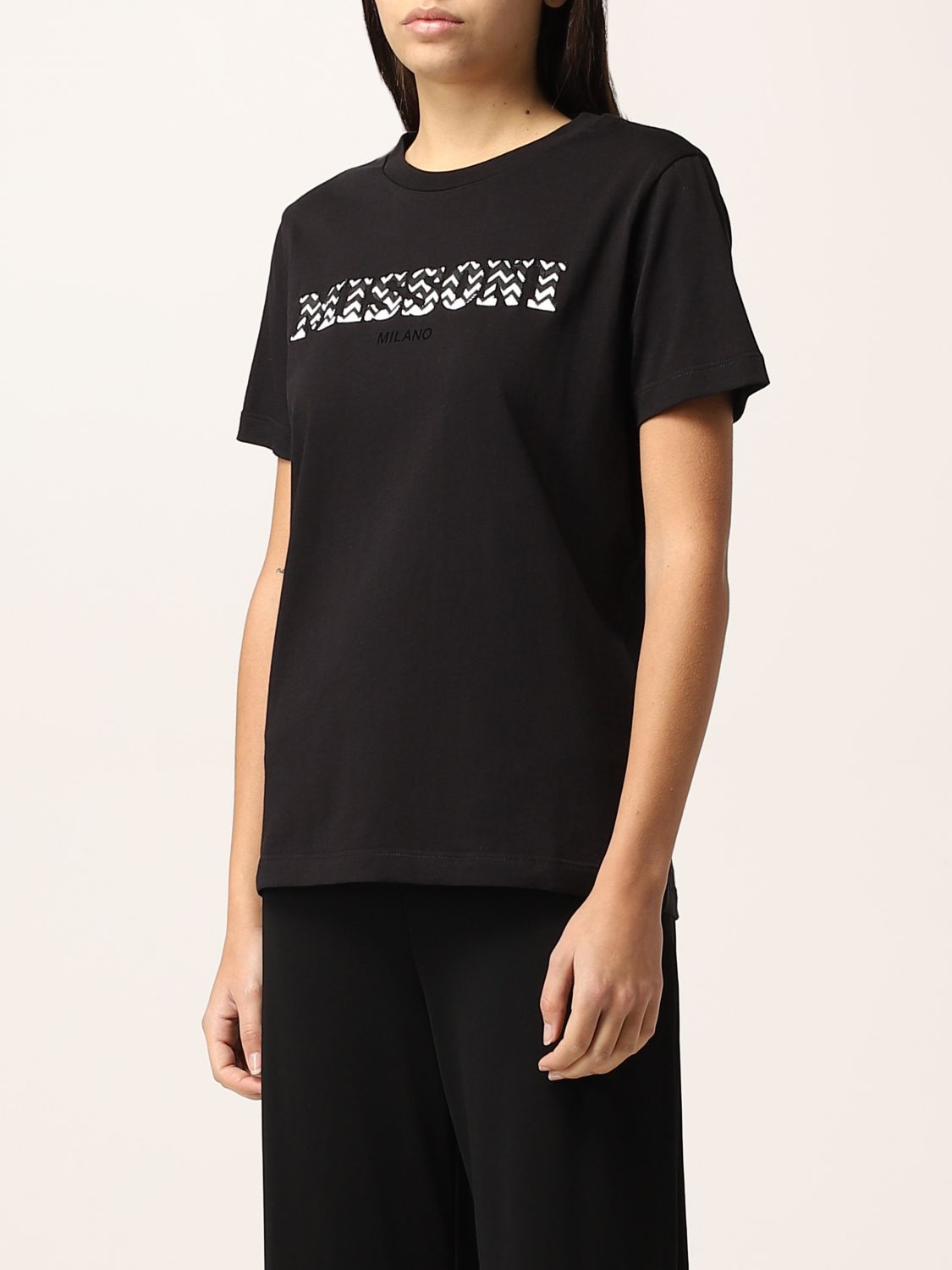 T-shirt Missoni: T-shirt Missoni in misto cotone con logo nero 3