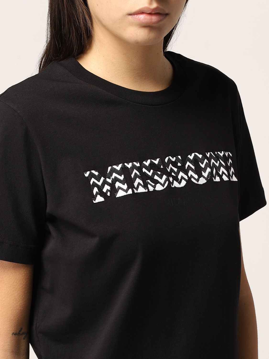 T-Shirt Missoni: Missoni cotton blend t-shirt with logo black 4