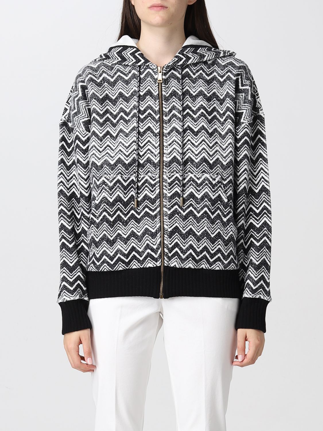 MISSONI: hoodie with zipper - Black | Missoni sweatshirt DS22SW03BJ008V ...